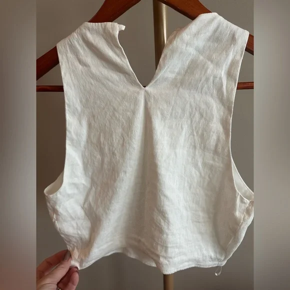 ZARA Linen-Look Cropped Tank Top – White – Size XS - Picture 5 of 7